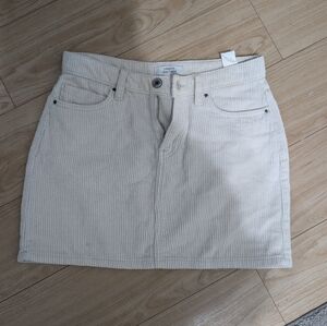Cream Corduroy Mini Skirt